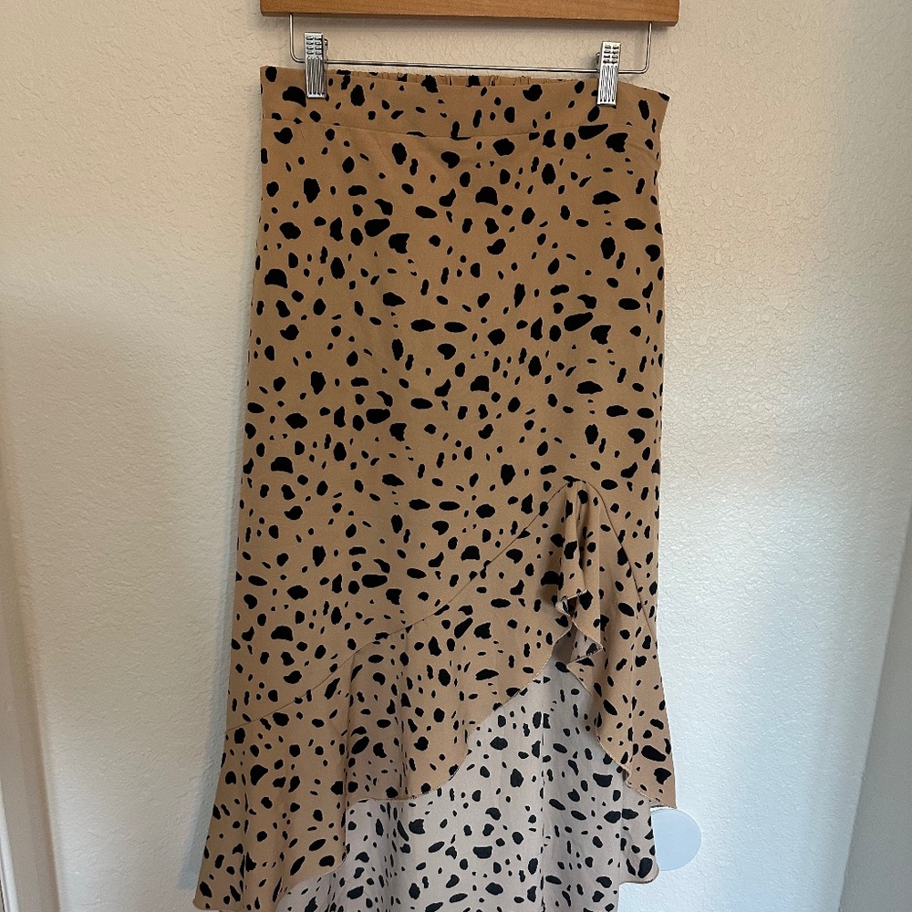 SHEIN LUNE Ruffle Hem All Over Print Asymmetrical Skirt Maxi Women Outfit